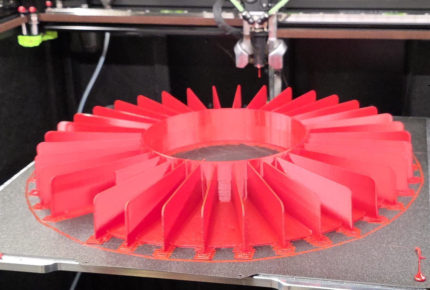 Replacement part being printed, reproduced because the original is no longer available